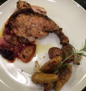 A juicy, spiced chicken pairs beautifully with roasted plums. Who knew? 